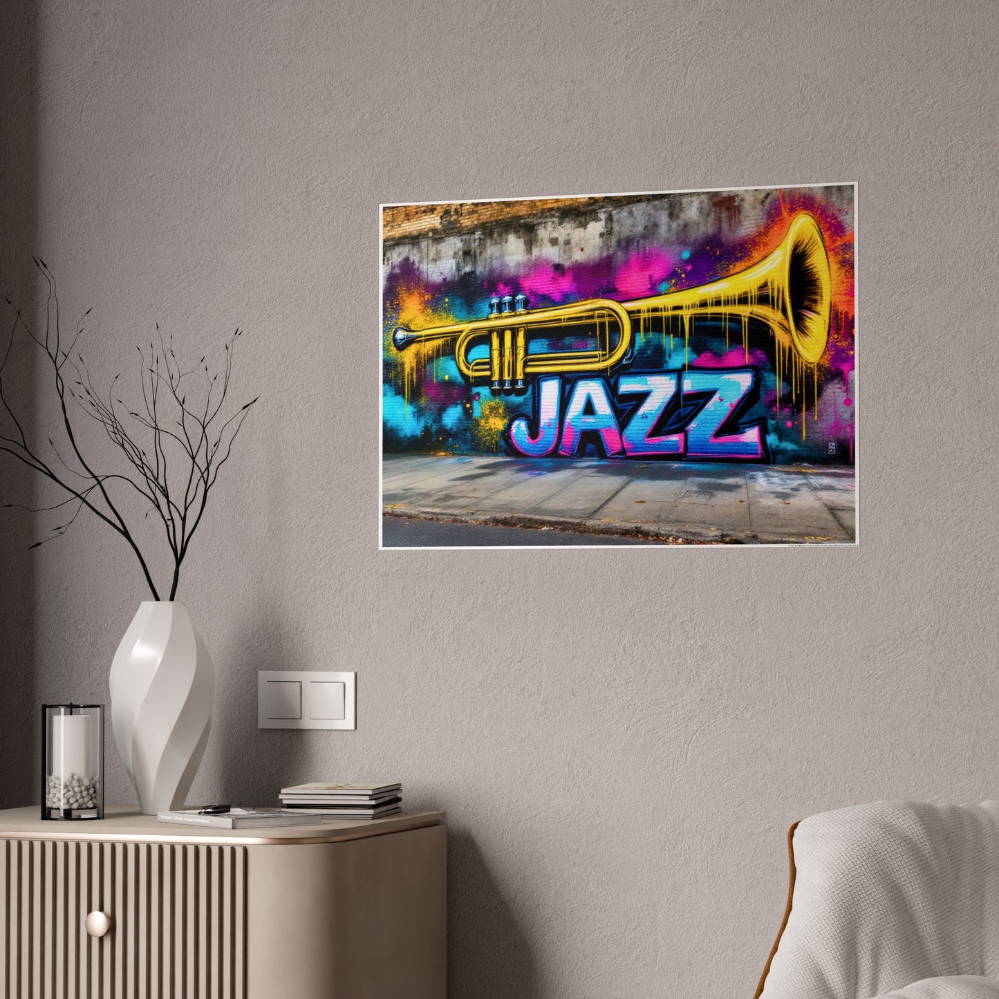Jazz-Inspired Glossy Poster Art | Street Walk I