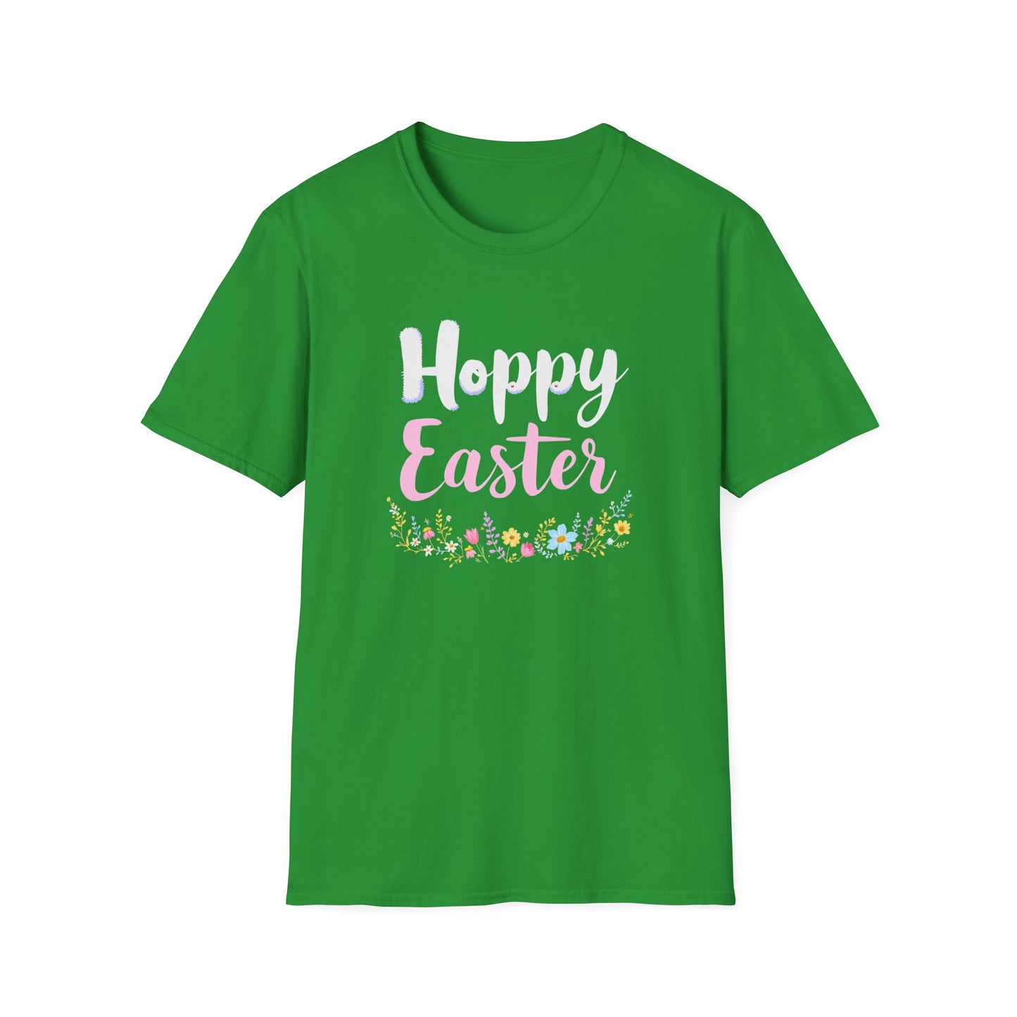 Gildan 64000 Unisex Softstyle T-Shirt - Hoppy Easter Floral Script Tee