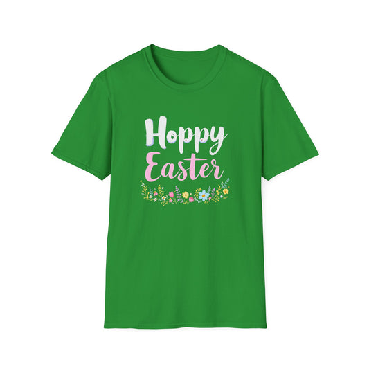Gildan 64000 Unisex Softstyle T-Shirt - Hoppy Easter Floral Script Tee