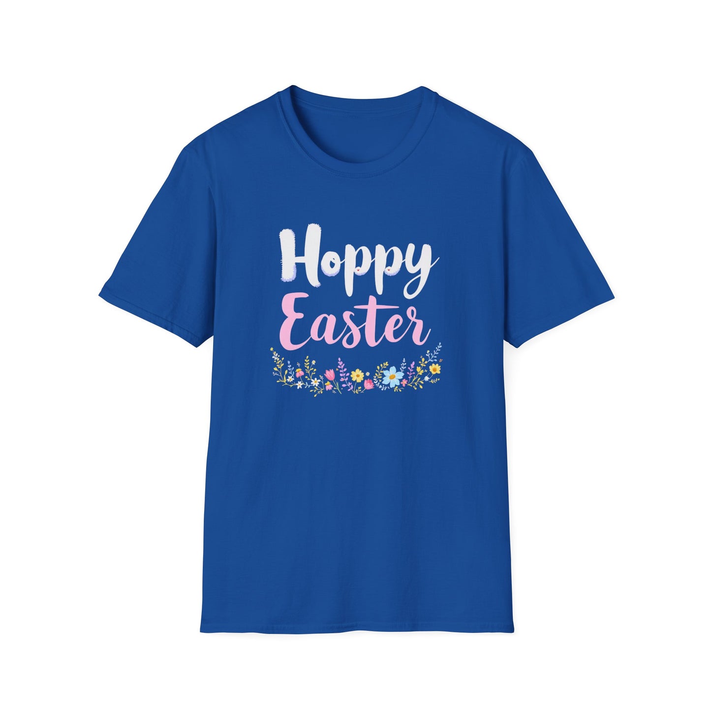 Gildan 64000 Unisex Softstyle T-Shirt - Hoppy Easter Floral Script Tee