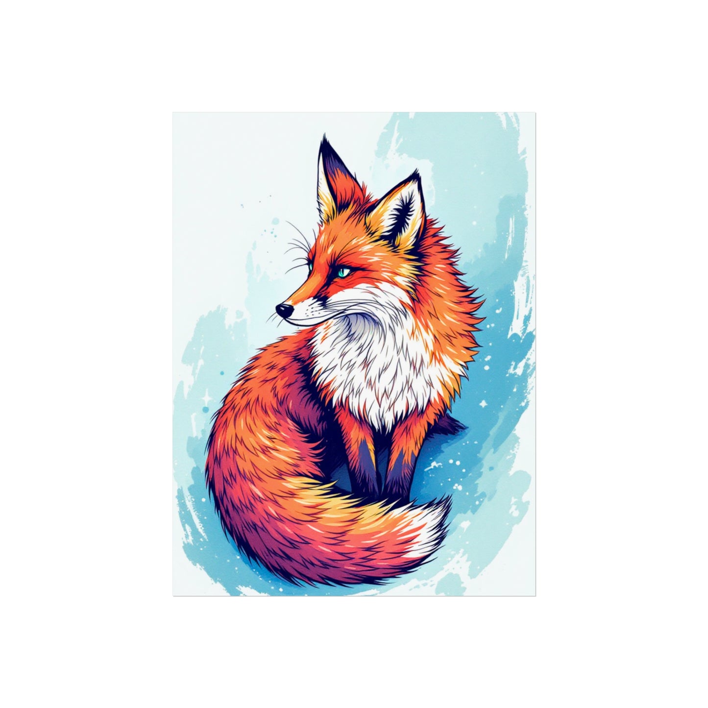 Vibrant Fox Illustration - Bold Artistic Wildlife