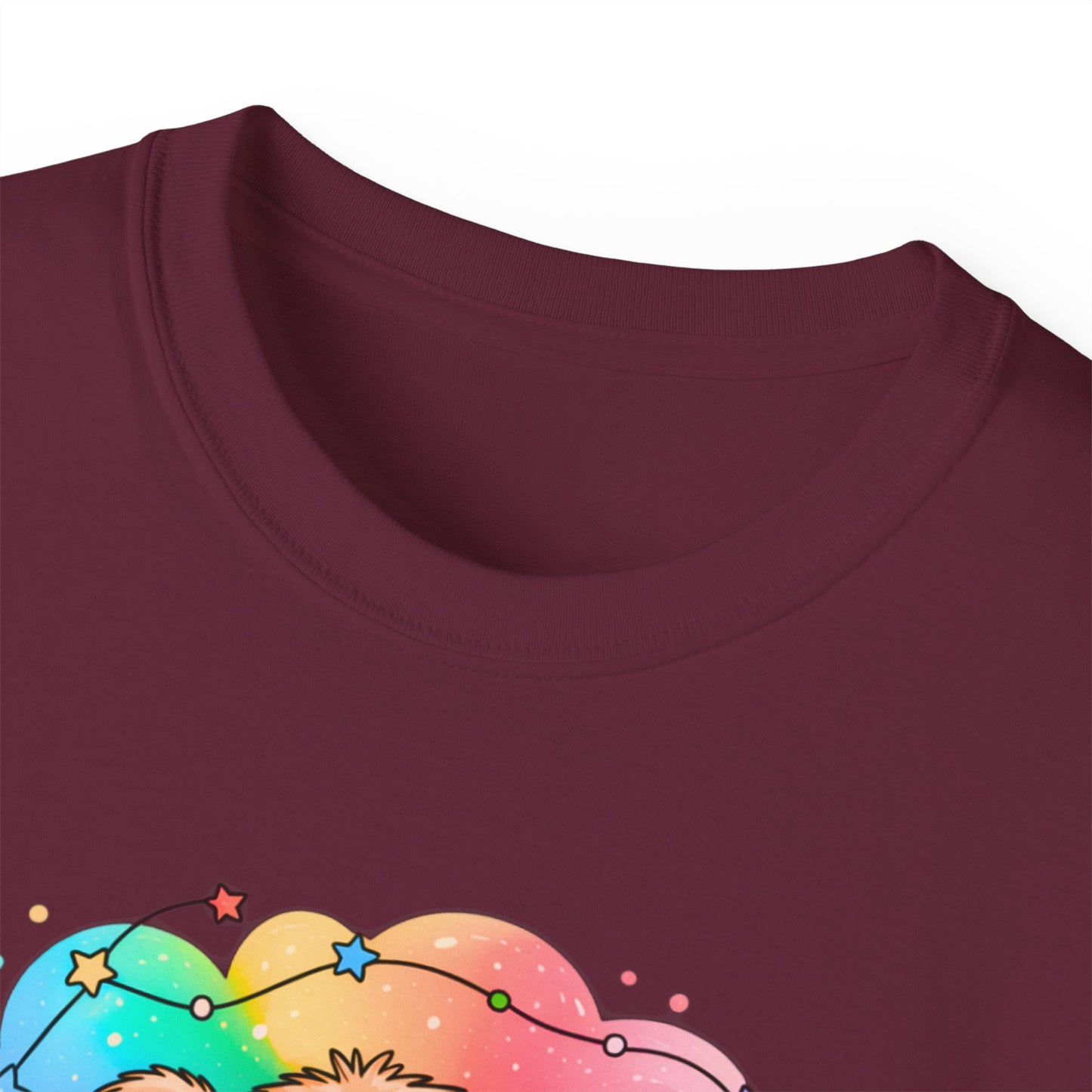 Bearly Awake Teddy Bear Tee | Cute Coffee Bear Wrapped in Rainbow Blanket