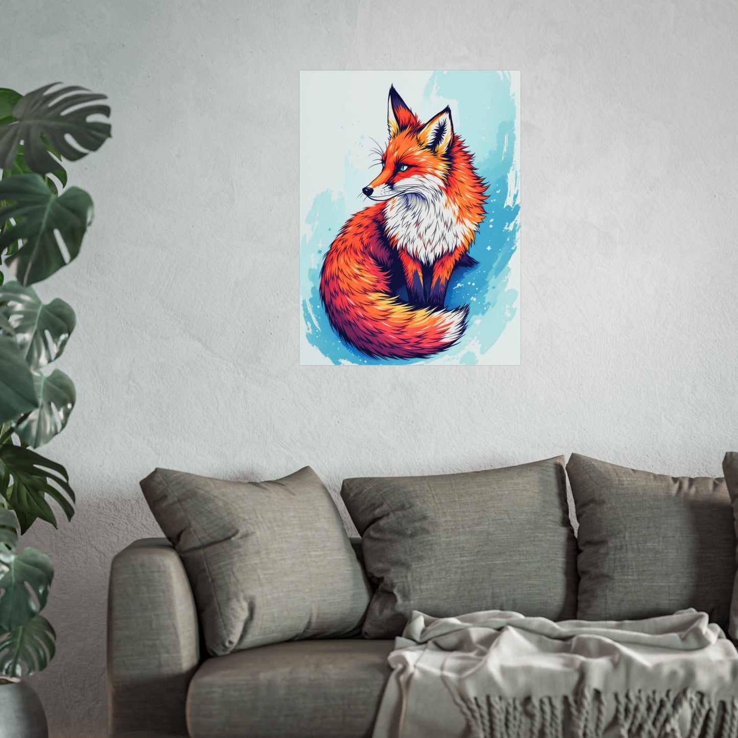 Vibrant Fox Illustration - Bold Artistic Wildlife