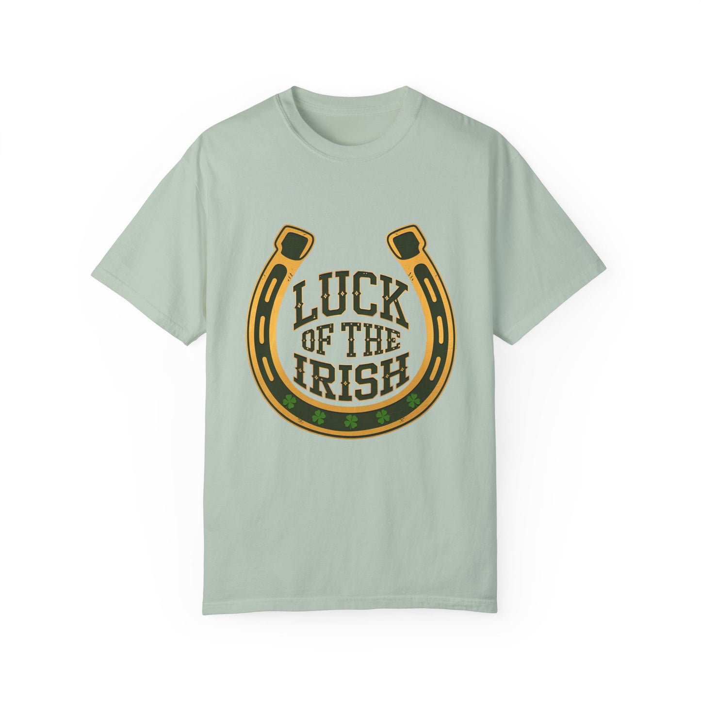 Comfort Colors 1717 Unisex Garment-Dyed T-shirt - Luck of the Irish St. Patrick’s Day Tee – Horseshoe & Shamrock Design
