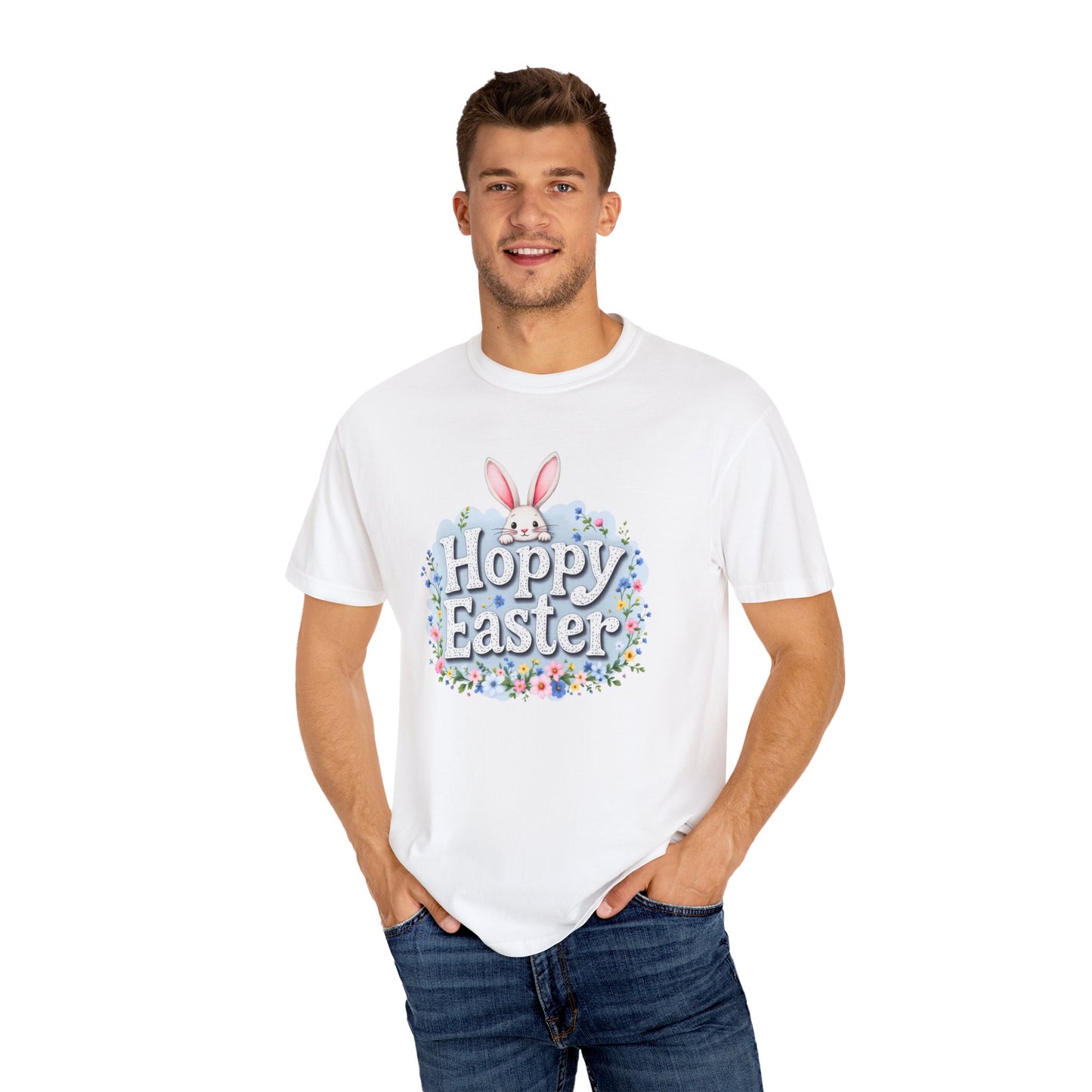 Comfort Colors 1717 Unisex Garment-Dyed T-shirt - Hoppy Easter Bunny Peek