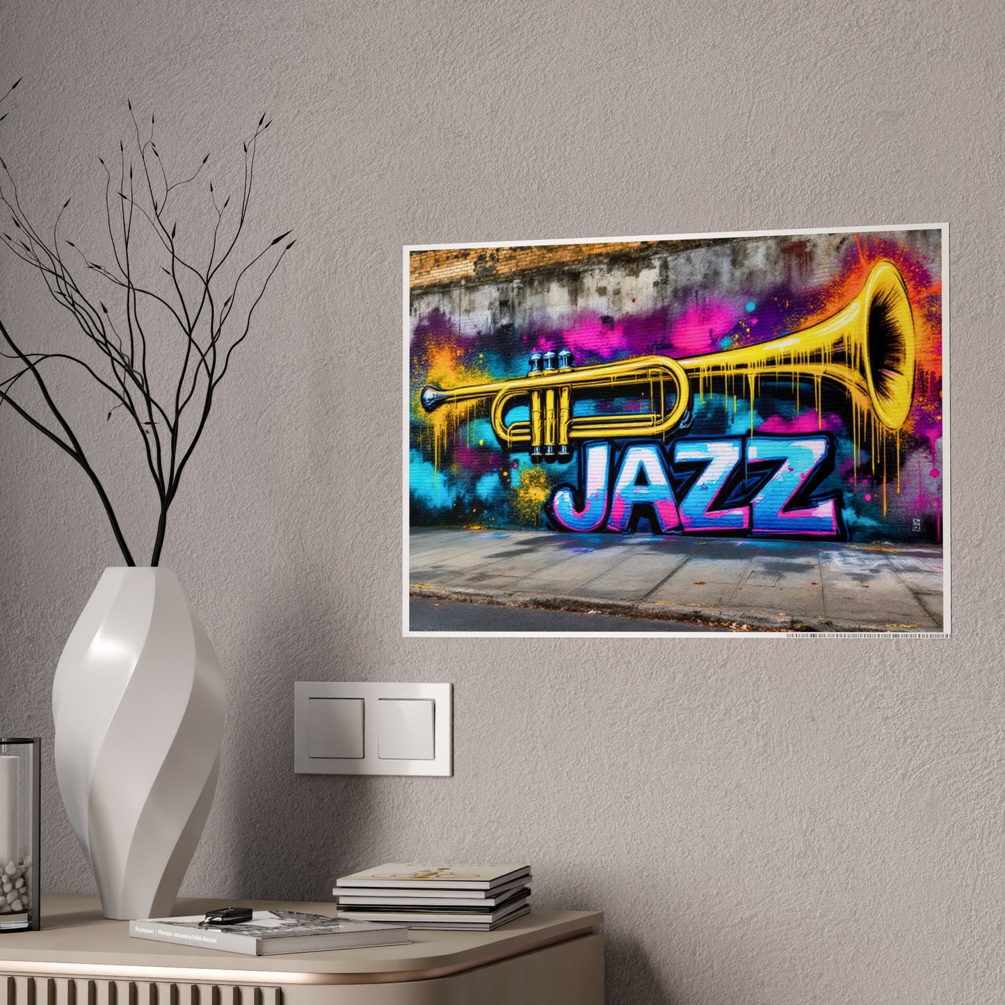 Jazz-Inspired Glossy Poster Art | Street Walk I