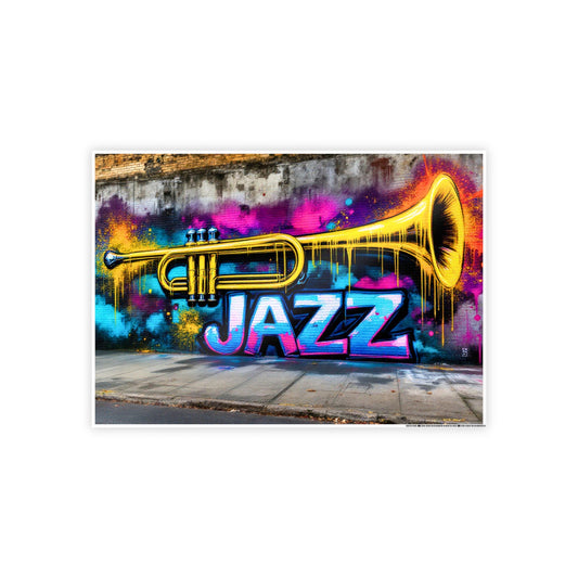 Jazz-Inspired Glossy Poster Art | Street Walk I
