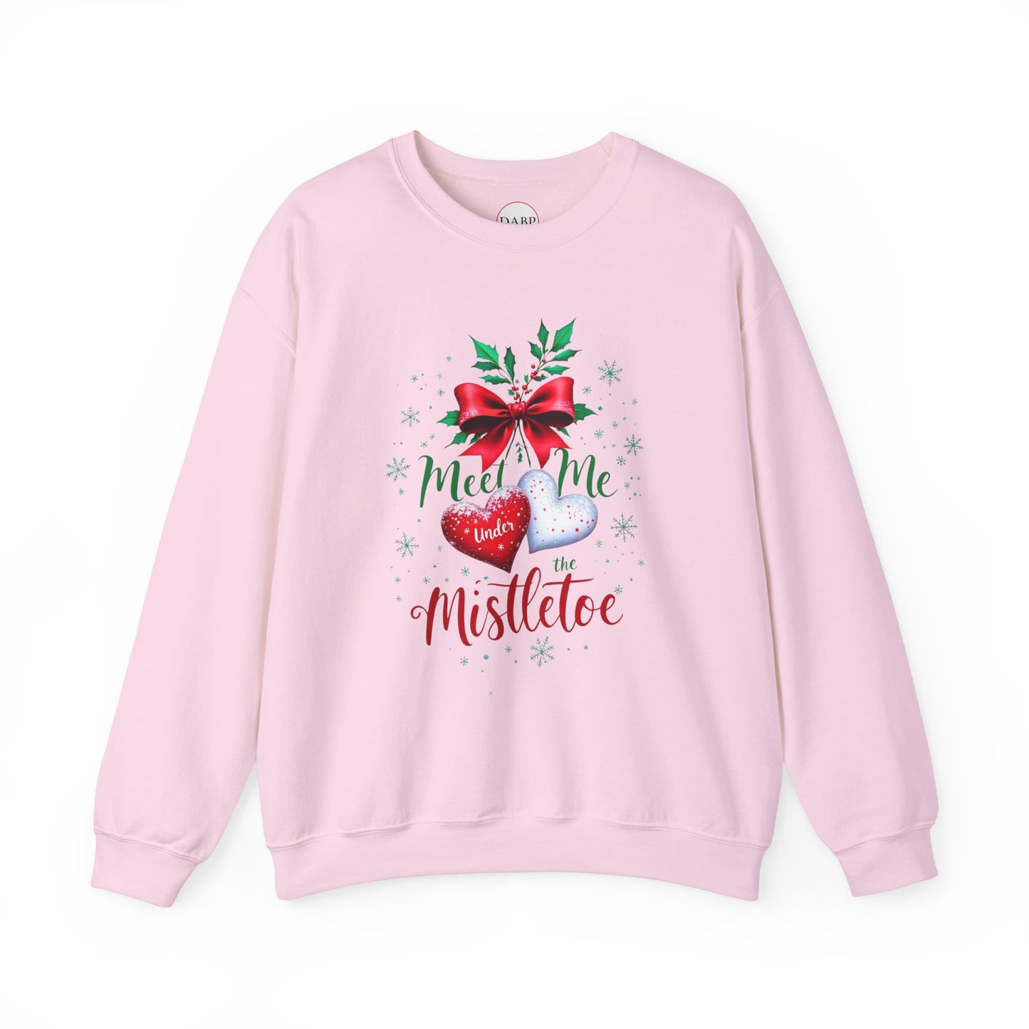 Sudadera unisex de cuello redondo Heavy Blend™ - Meet Me Under the Mistletoe - Vacaciones románticas