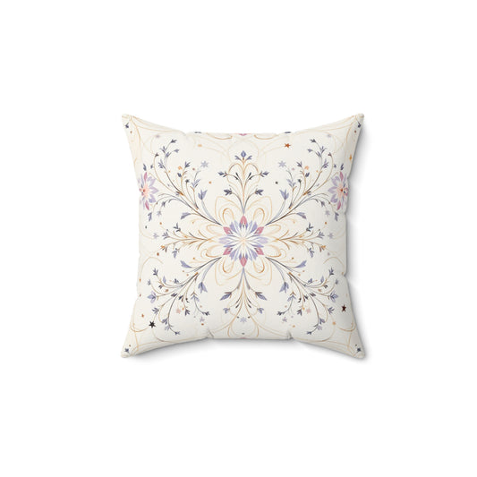 Ethereal Starlit Bloom – Elegant Ornamental Design Throw Pillow