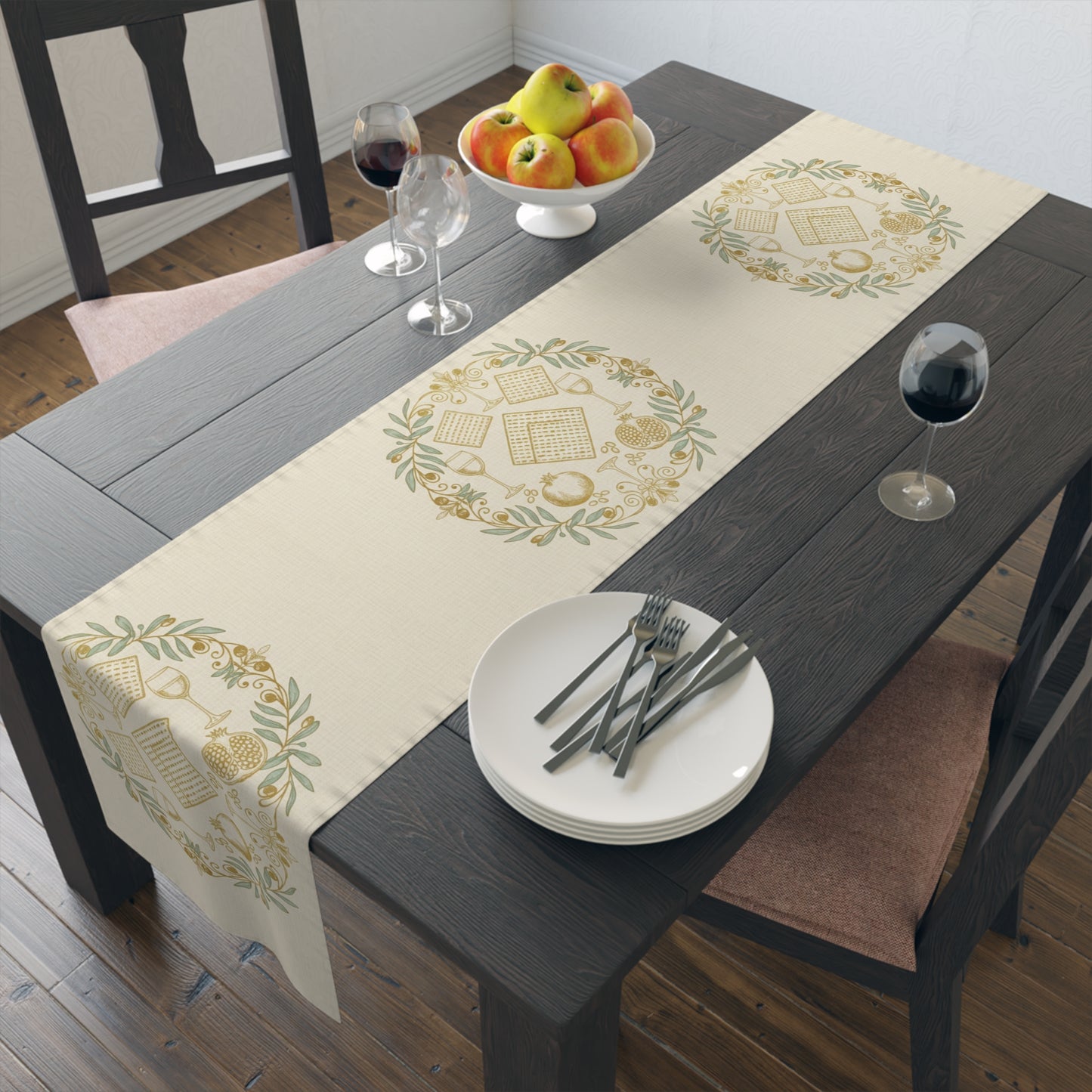 Pesach Sameach Table Runner Collection (v3) — Elegant Passover Seder Table Decor (16×72)