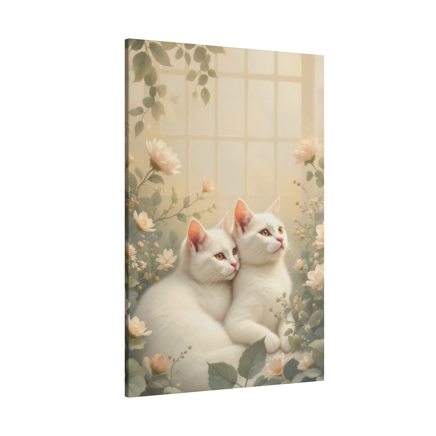 Chatons en chocolat blanc : Impression giclée d'art floral d'hiver serein