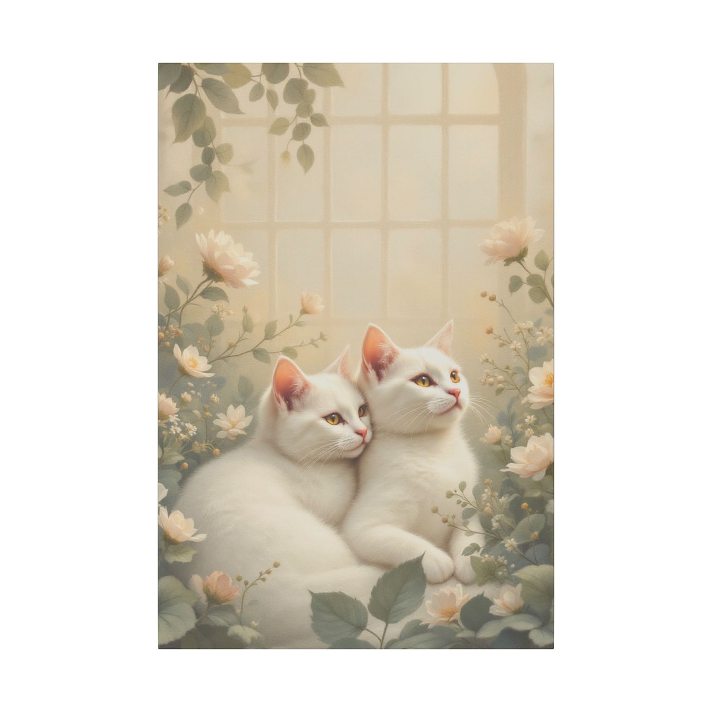 Chatons en chocolat blanc : Impression giclée d'art floral d'hiver serein
