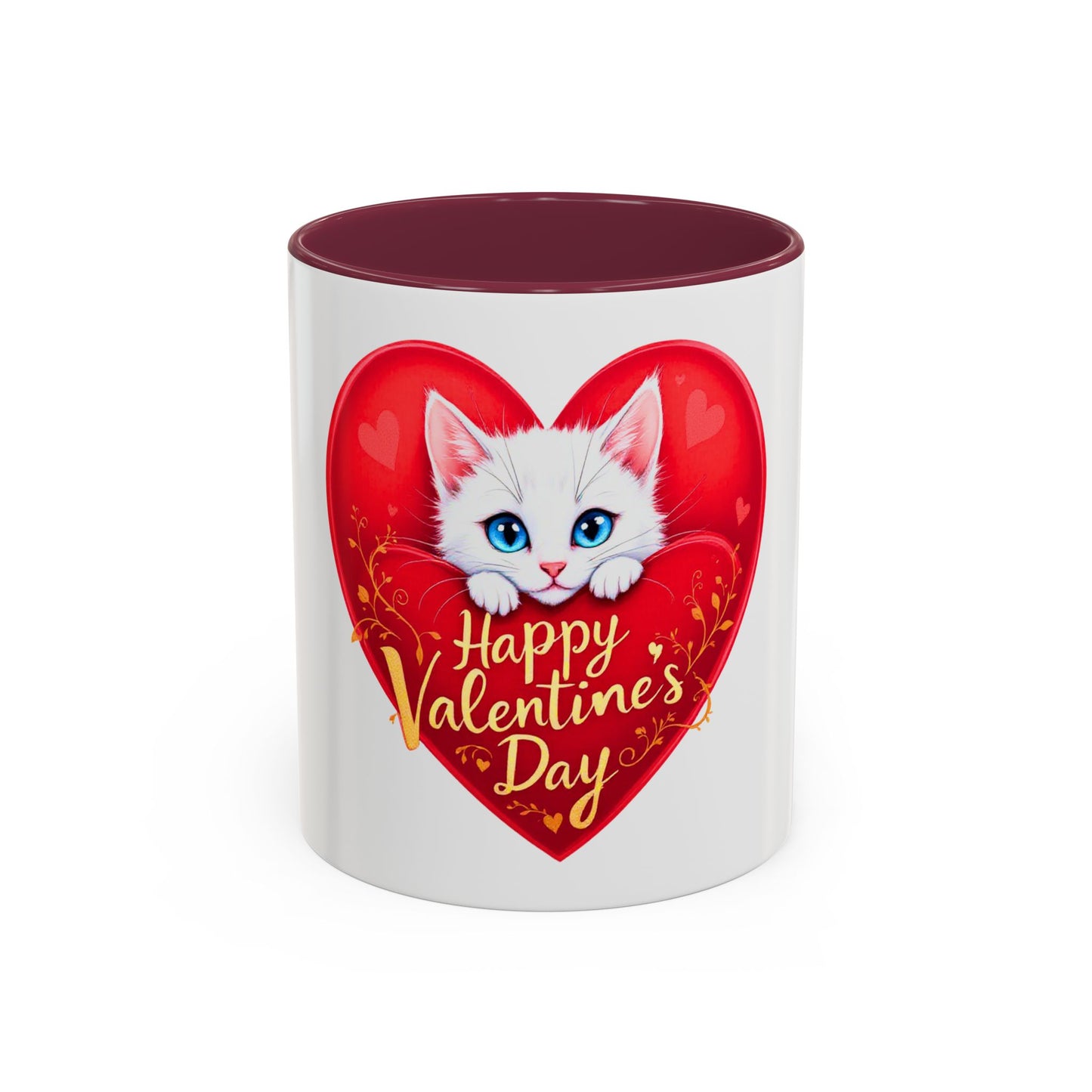 Adorable White Kitten Valentine's Day Mug – Cute & Romantic Gift (11oz)