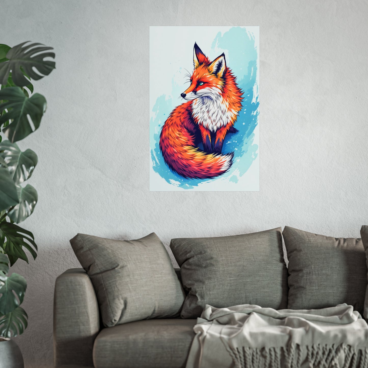 Vibrant Fox Illustration - Bold Artistic Wildlife