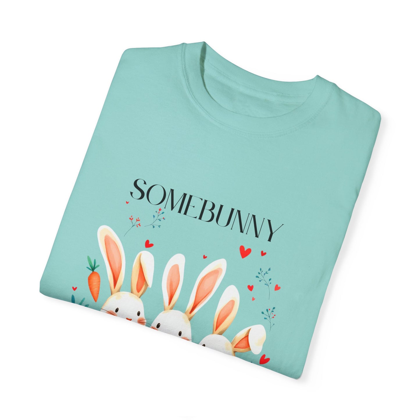 Comfort Colors 1717 Unisex Garment-Dyed T-shirt - “Somebunny Loves You” Trio Bunny Easter Tee