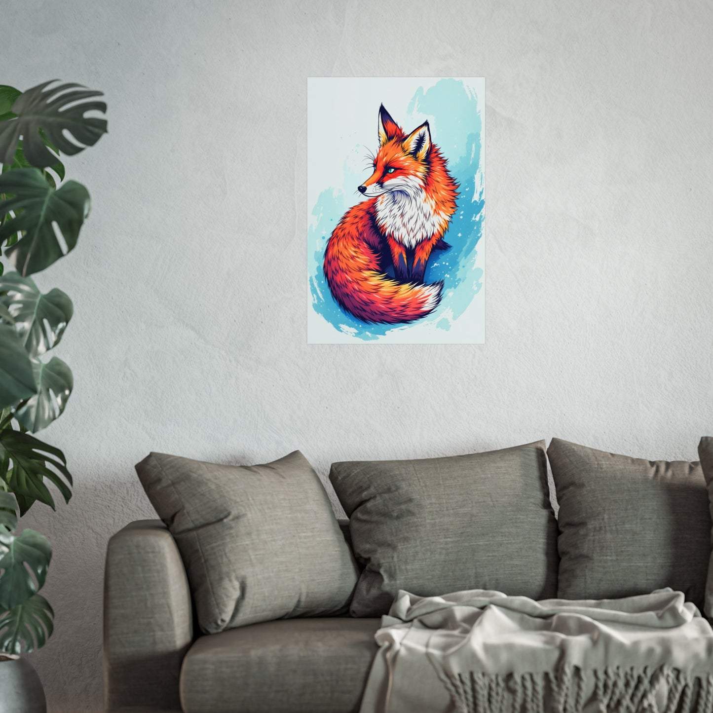 Vibrant Fox Illustration - Bold Artistic Wildlife