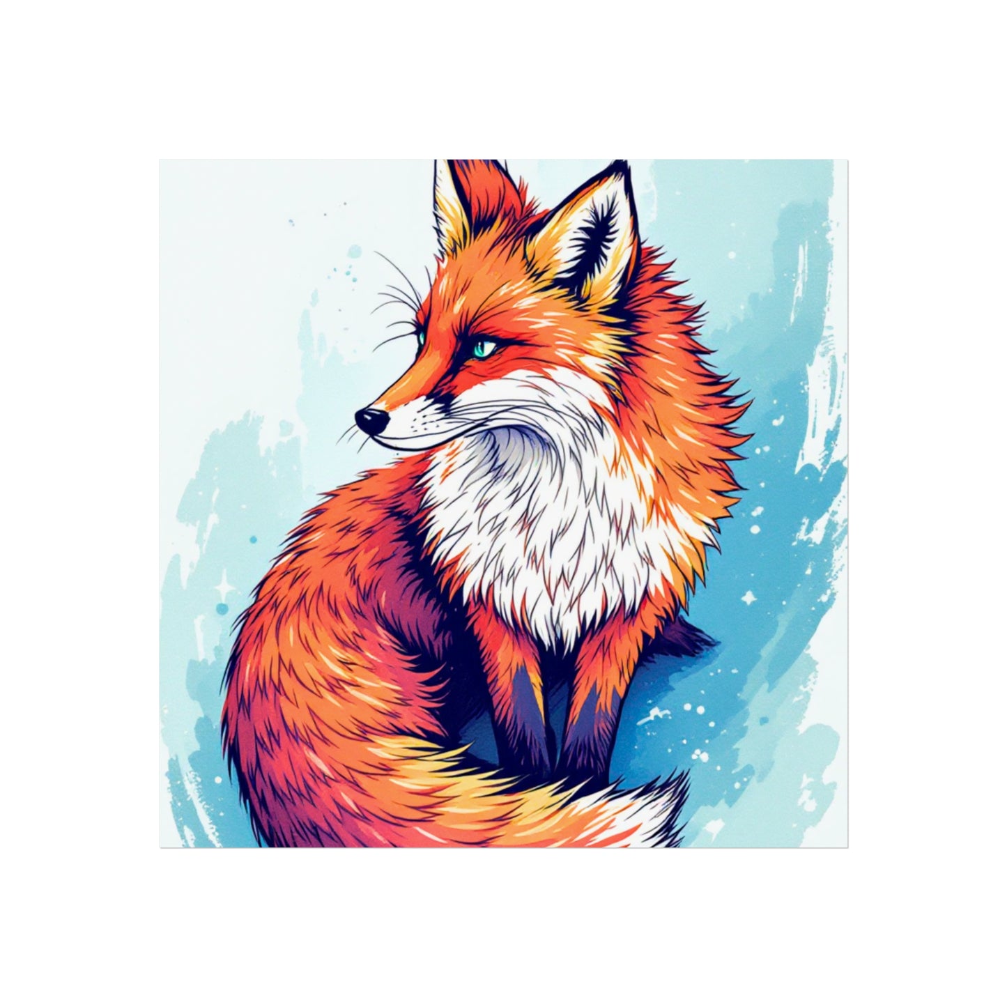 Vibrant Fox Illustration - Bold Artistic Wildlife