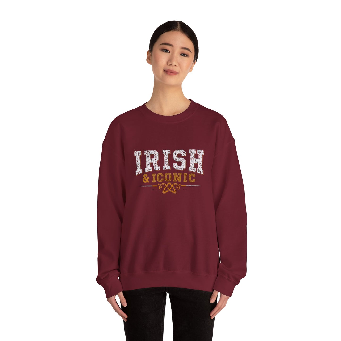 Gildan 18000 Unisex Heavy Blend™ Crewneck Sweatshirt - Irish & Iconic Vintage Distressed St. Patrick’s Day Design