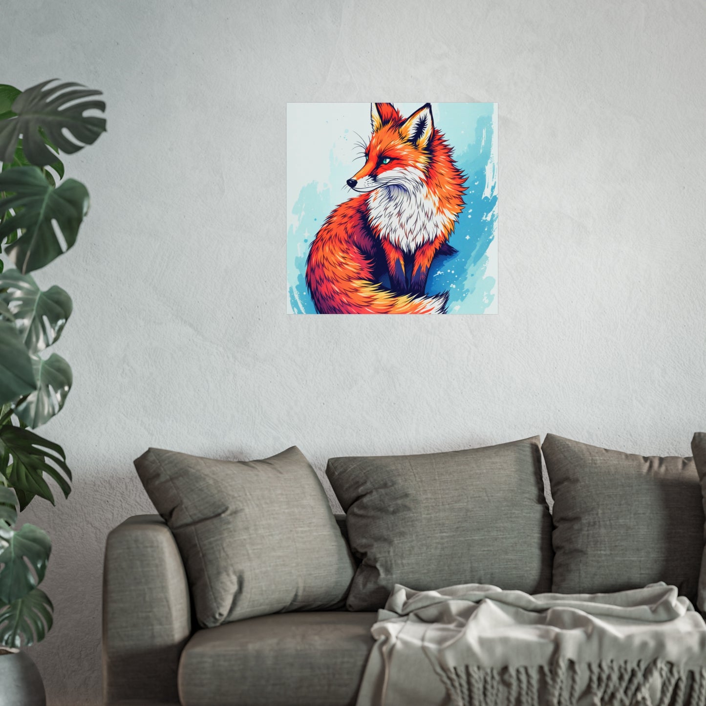 Vibrant Fox Illustration - Bold Artistic Wildlife