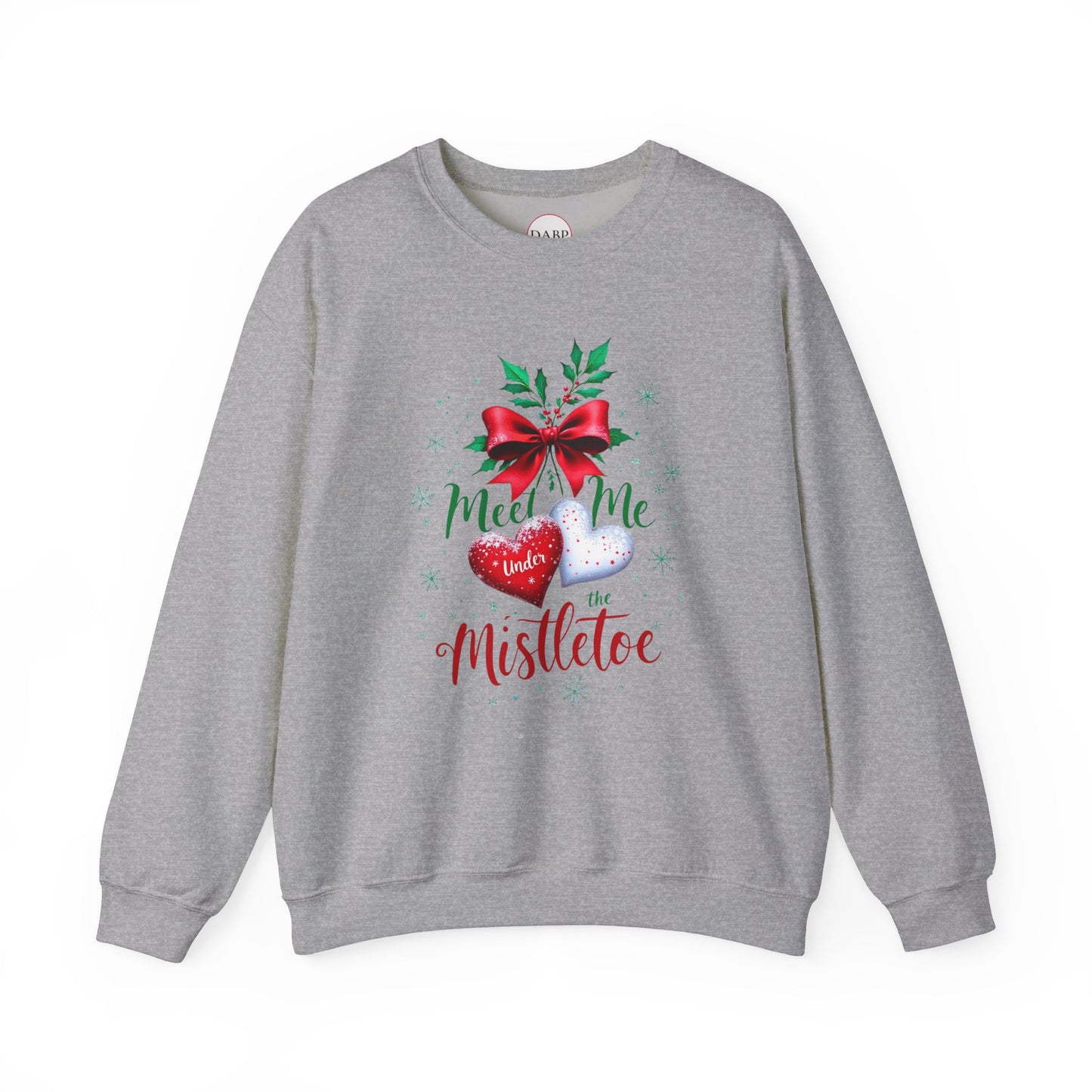 Sudadera unisex de cuello redondo Heavy Blend™ - Meet Me Under the Mistletoe - Vacaciones románticas
