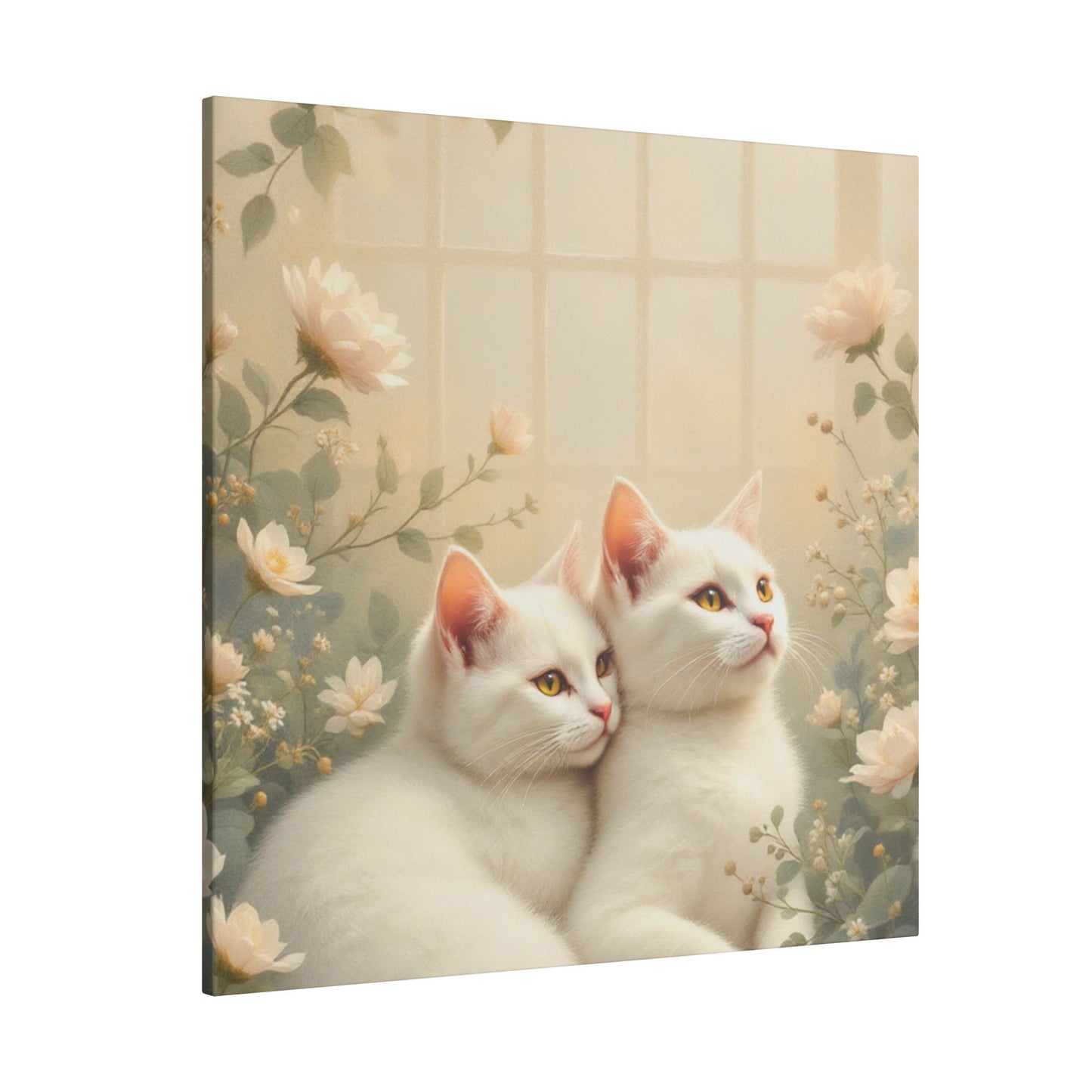 Chatons en chocolat blanc : Impression giclée d'art floral d'hiver serein