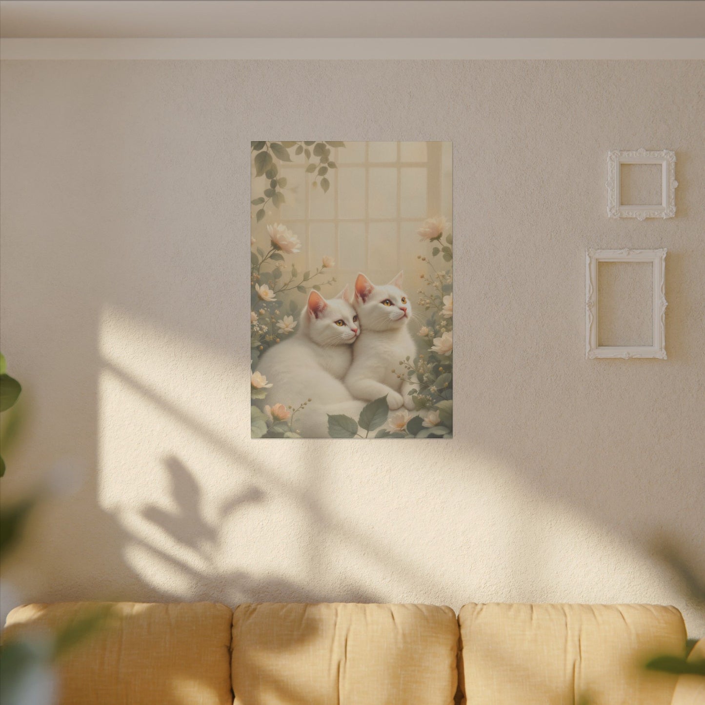 Chatons en chocolat blanc : Impression giclée d'art floral d'hiver serein