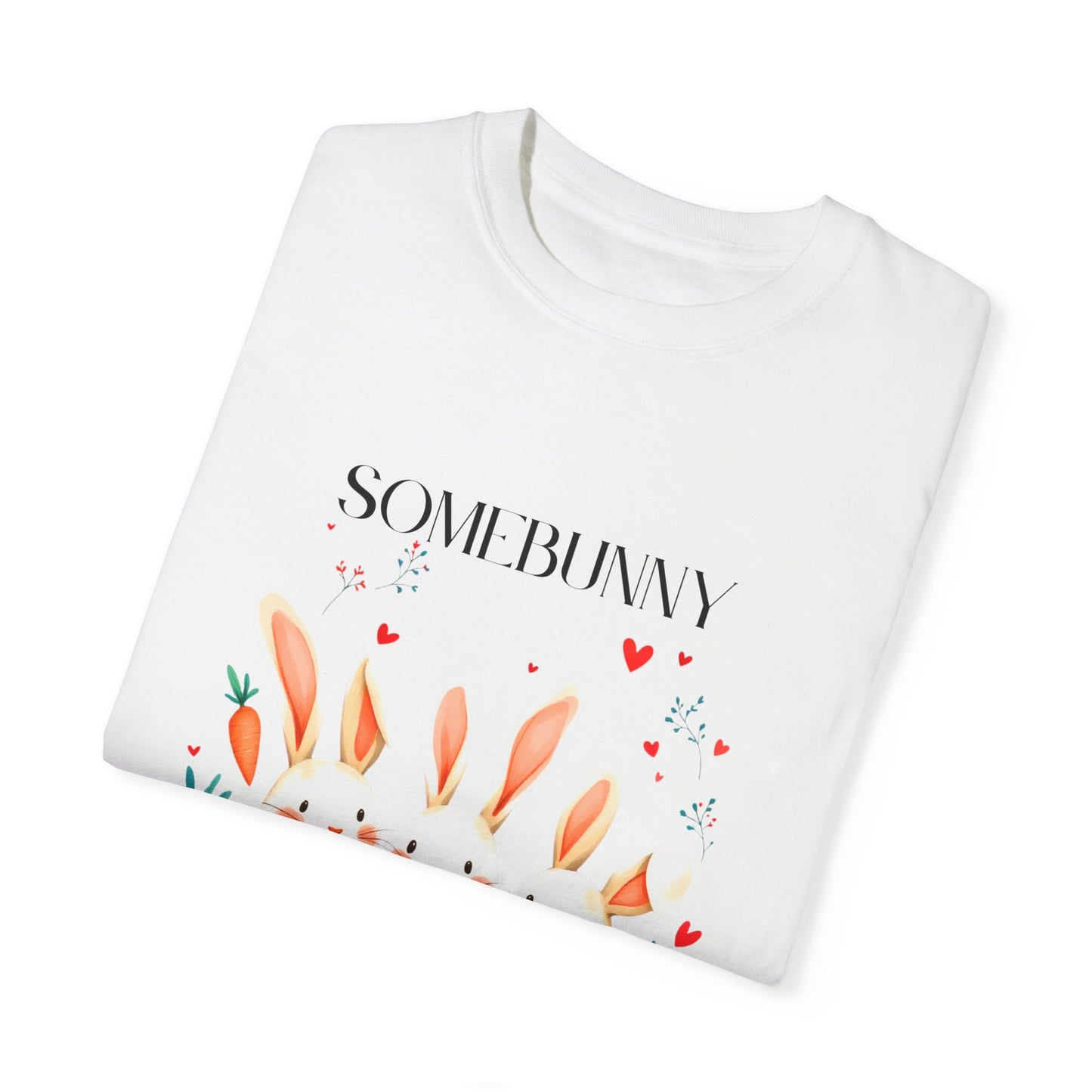 Comfort Colors 1717 Unisex Garment-Dyed T-shirt - “Somebunny Loves You” Trio Bunny Easter Tee