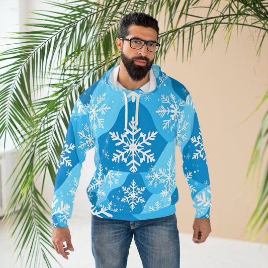 Sudadera unisex con capucha y estampado integral Snowflake Bliss