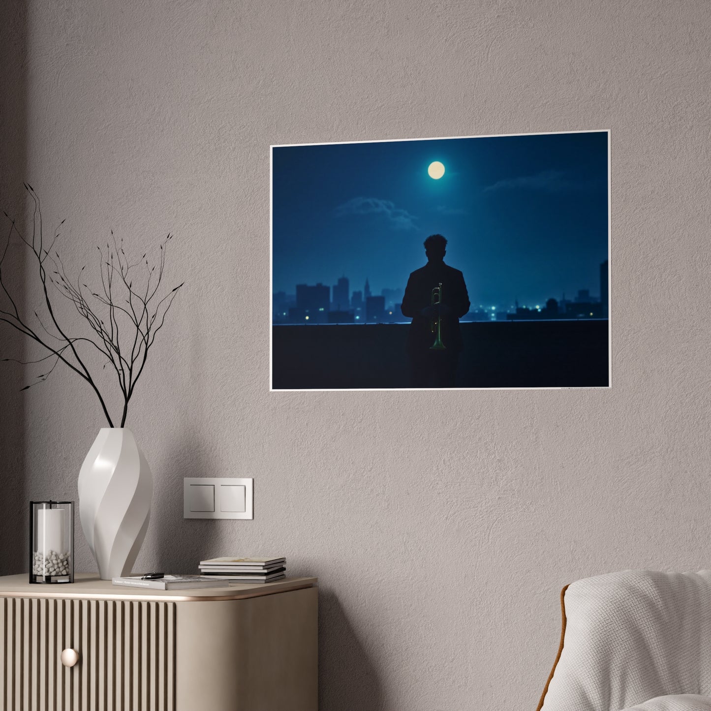 Jazz-Inspired Glossy Poster Art | Midnight Reverie