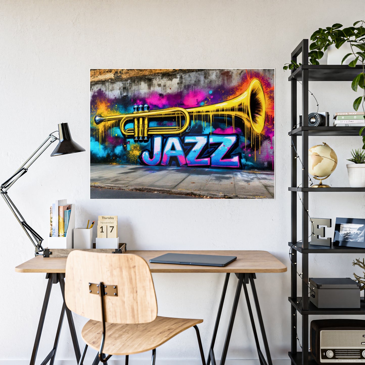 Jazz-Inspired Glossy Poster Art | Street Walk I