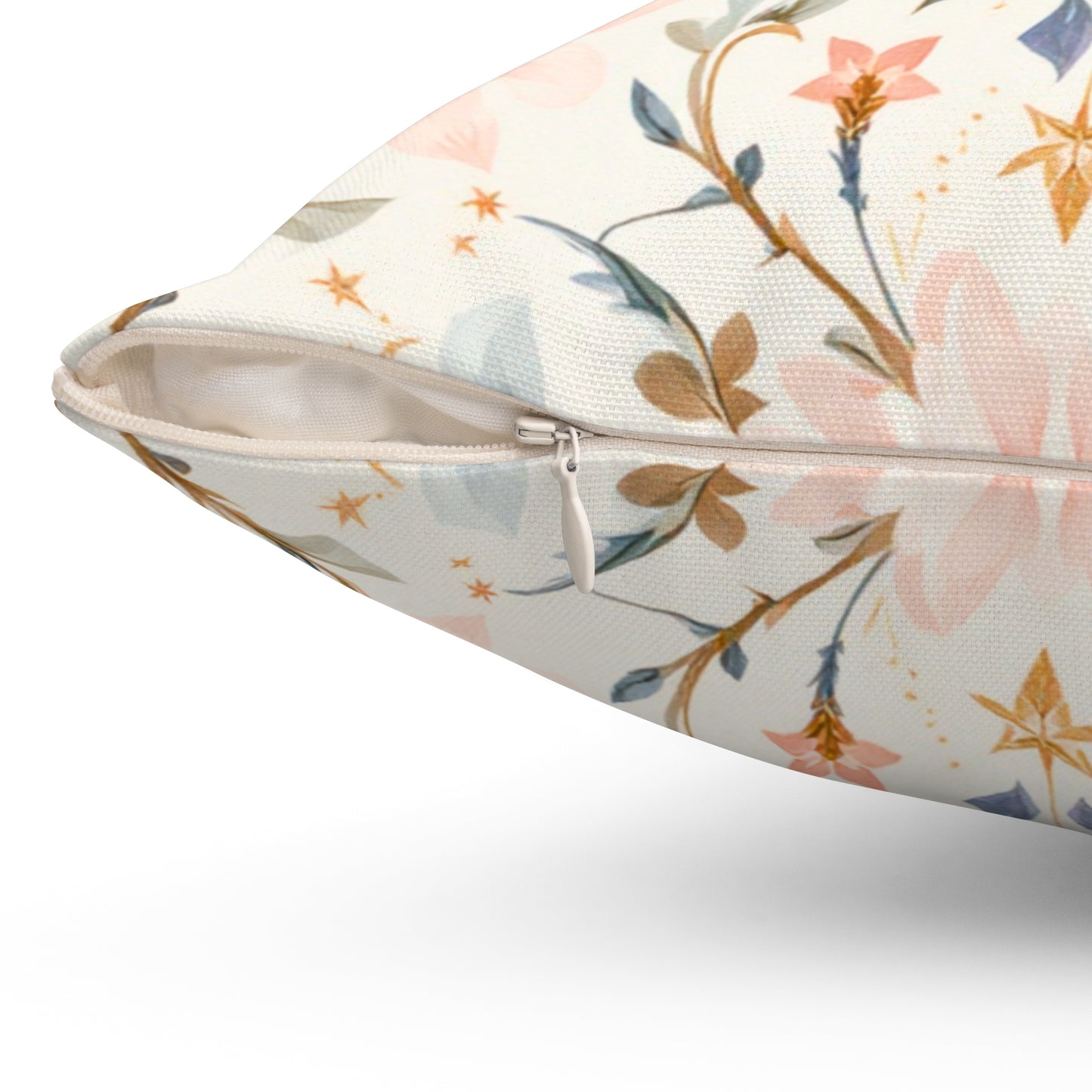 Blush Blossom Harmony – Elegant Floral Art Deco Design Throw Pillow