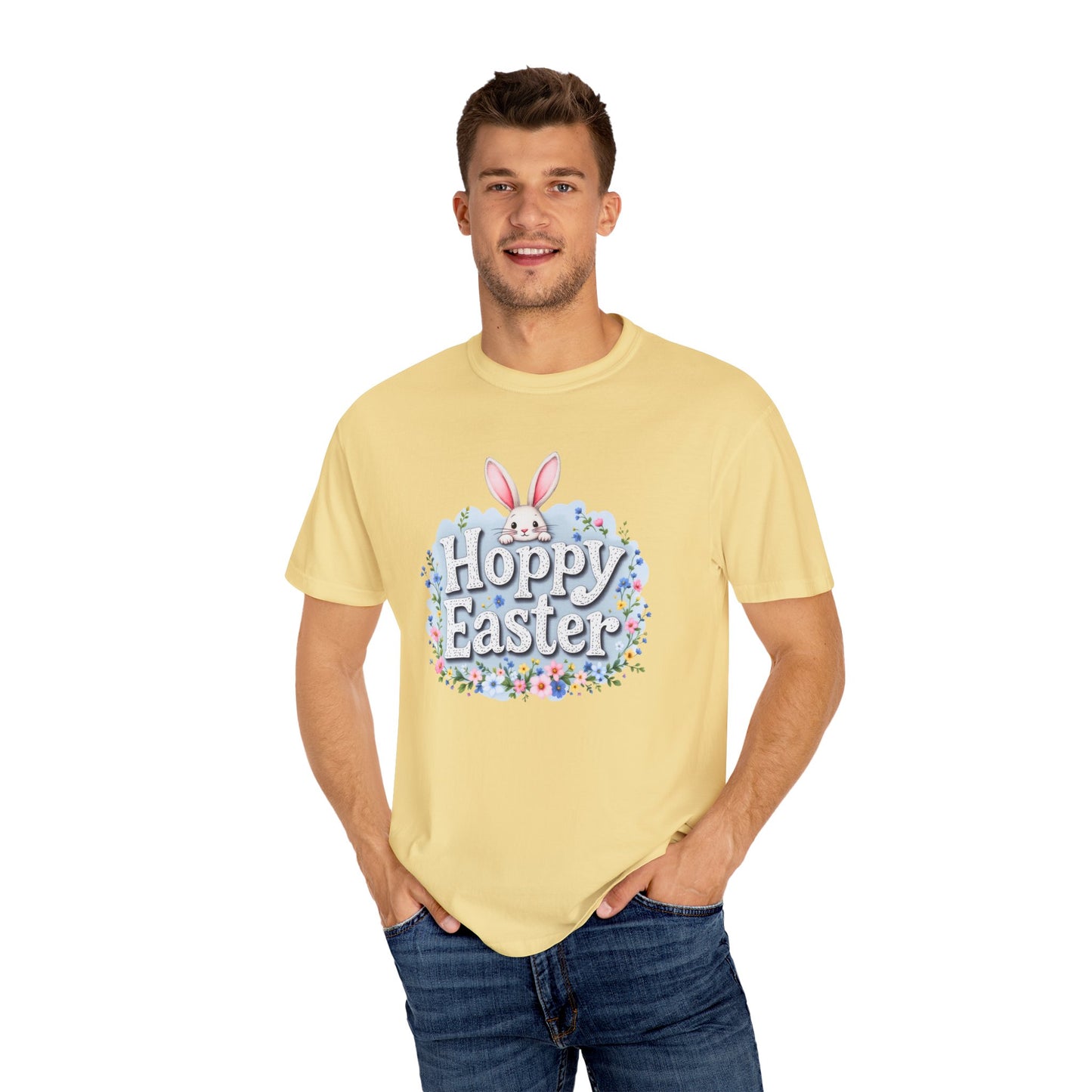 Comfort Colors 1717 Unisex Garment-Dyed T-shirt - Hoppy Easter Bunny Peek