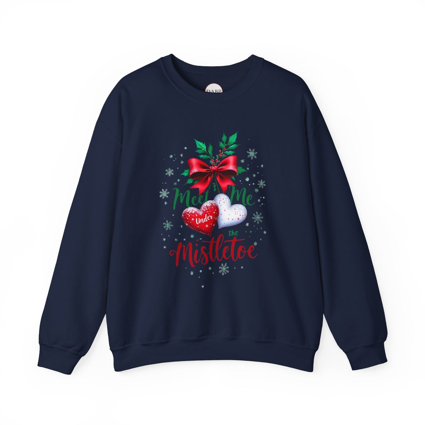 Sudadera unisex de cuello redondo Heavy Blend™ - Meet Me Under the Mistletoe - Vacaciones románticas
