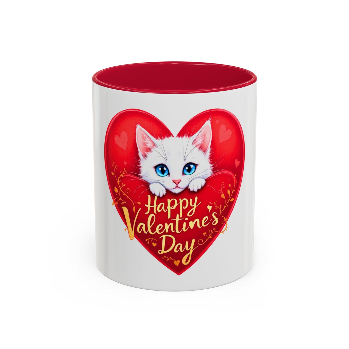 Adorable White Kitten Valentine's Day Mug – Cute & Romantic Gift (11oz)