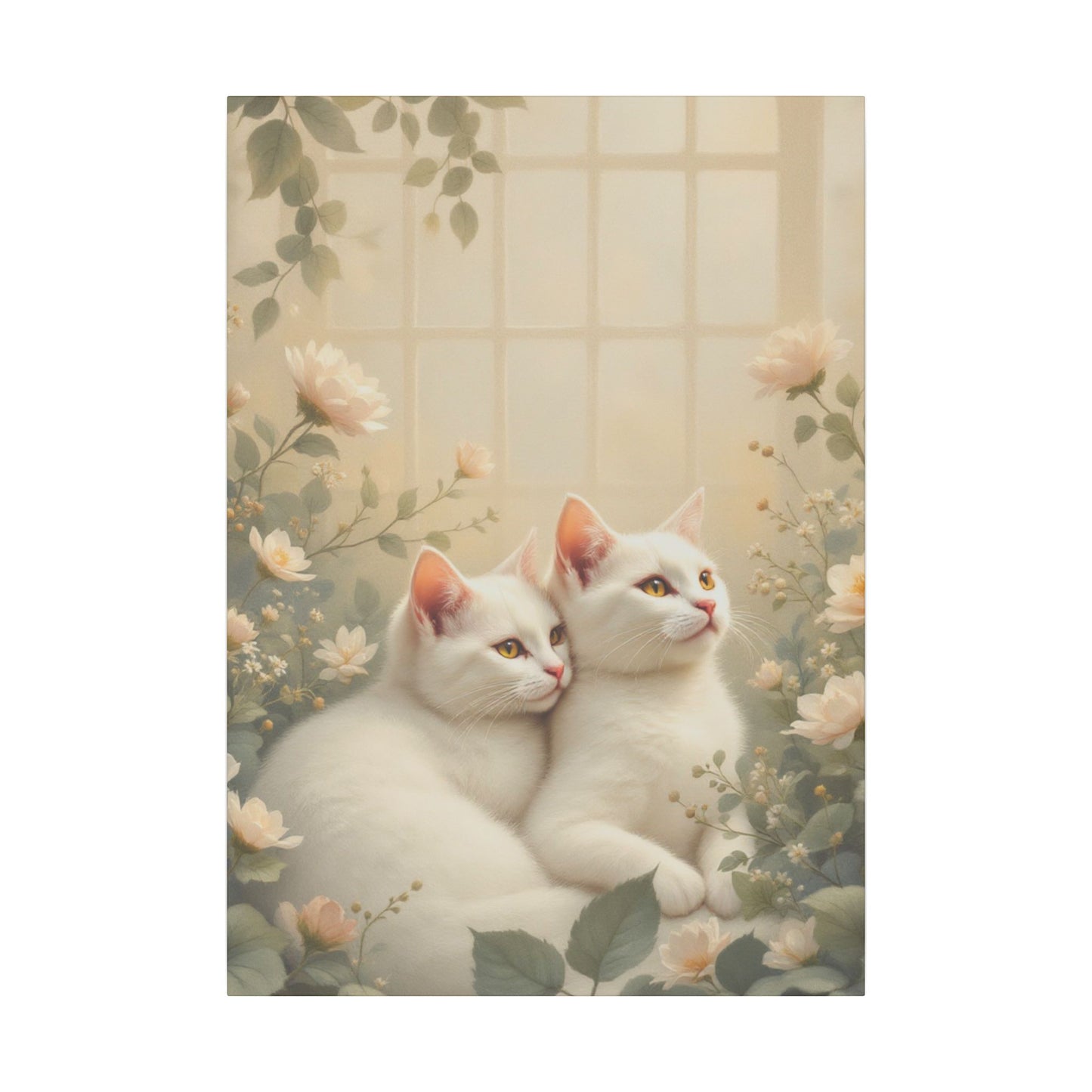 Chatons en chocolat blanc : Impression giclée d'art floral d'hiver serein
