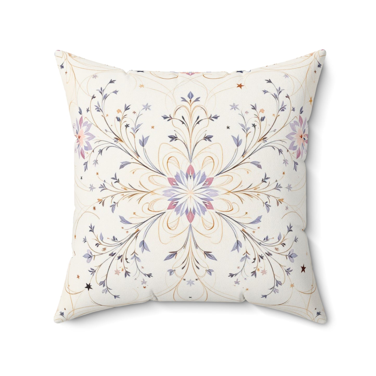 Ethereal Starlit Bloom – Elegant Ornamental Design Throw Pillow