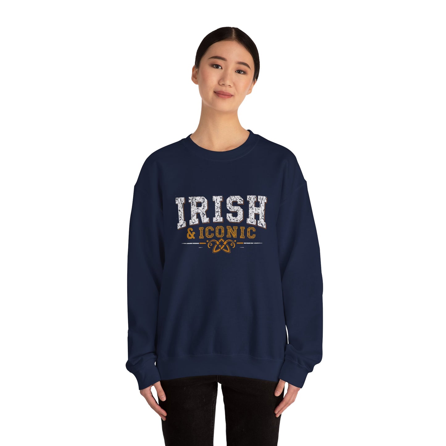 Gildan 18000 Unisex Heavy Blend™ Crewneck Sweatshirt - Irish & Iconic Vintage Distressed St. Patrick’s Day Design