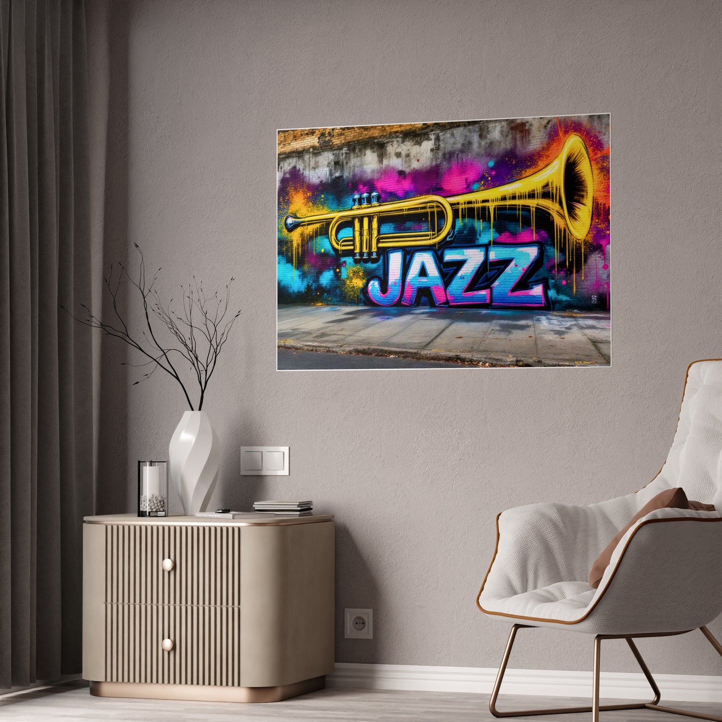 Jazz-Inspired Glossy Poster Art | Street Walk I