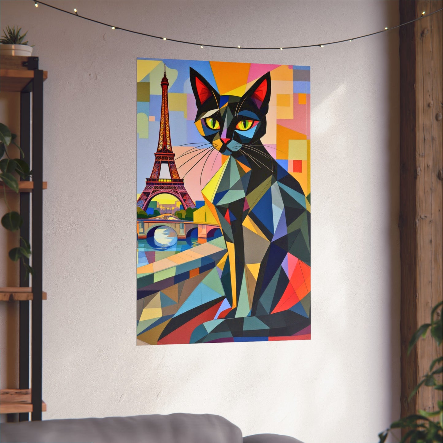 Parisian Noir: A Cubist Cat’s Dream