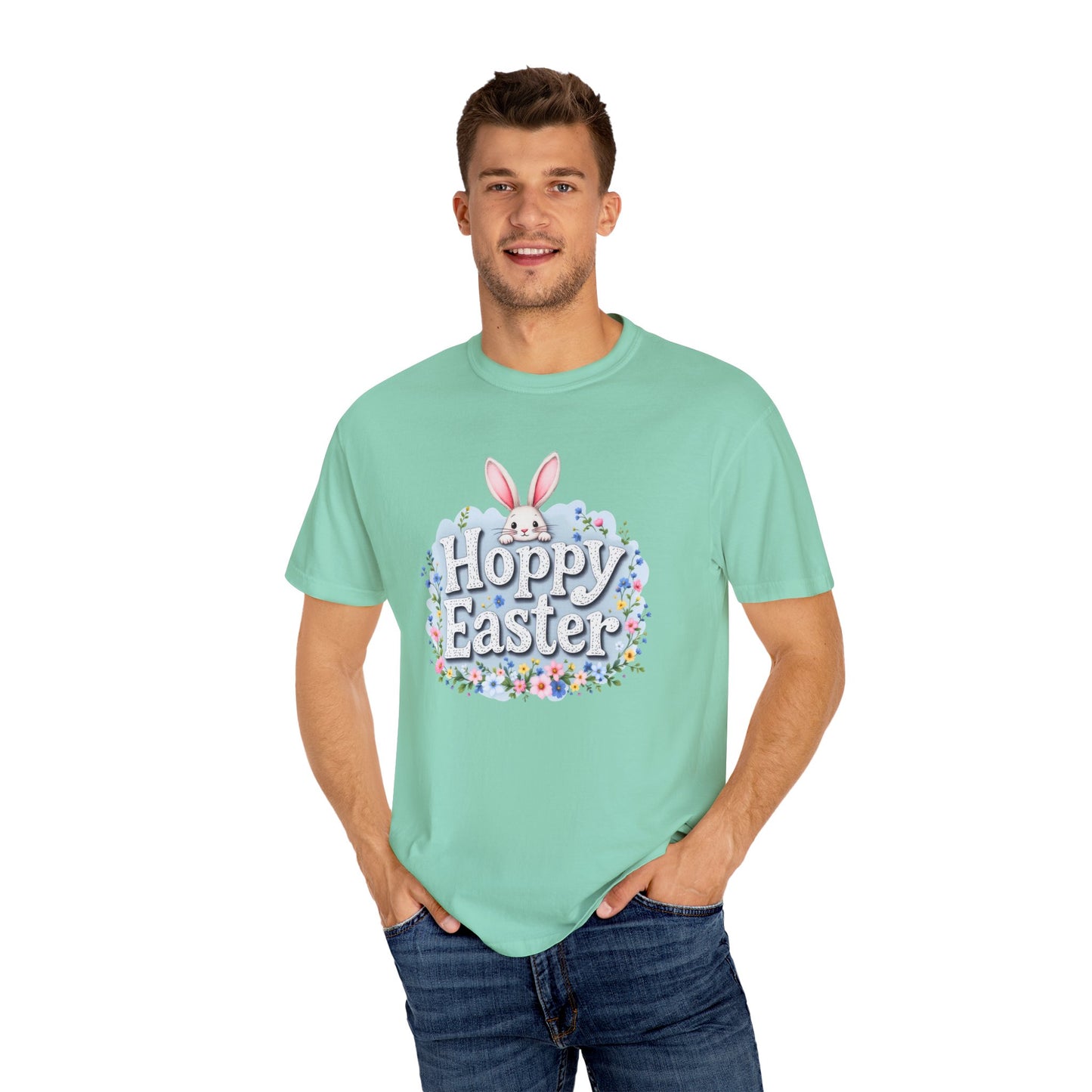 Comfort Colors 1717 Unisex Garment-Dyed T-shirt - Hoppy Easter Bunny Peek