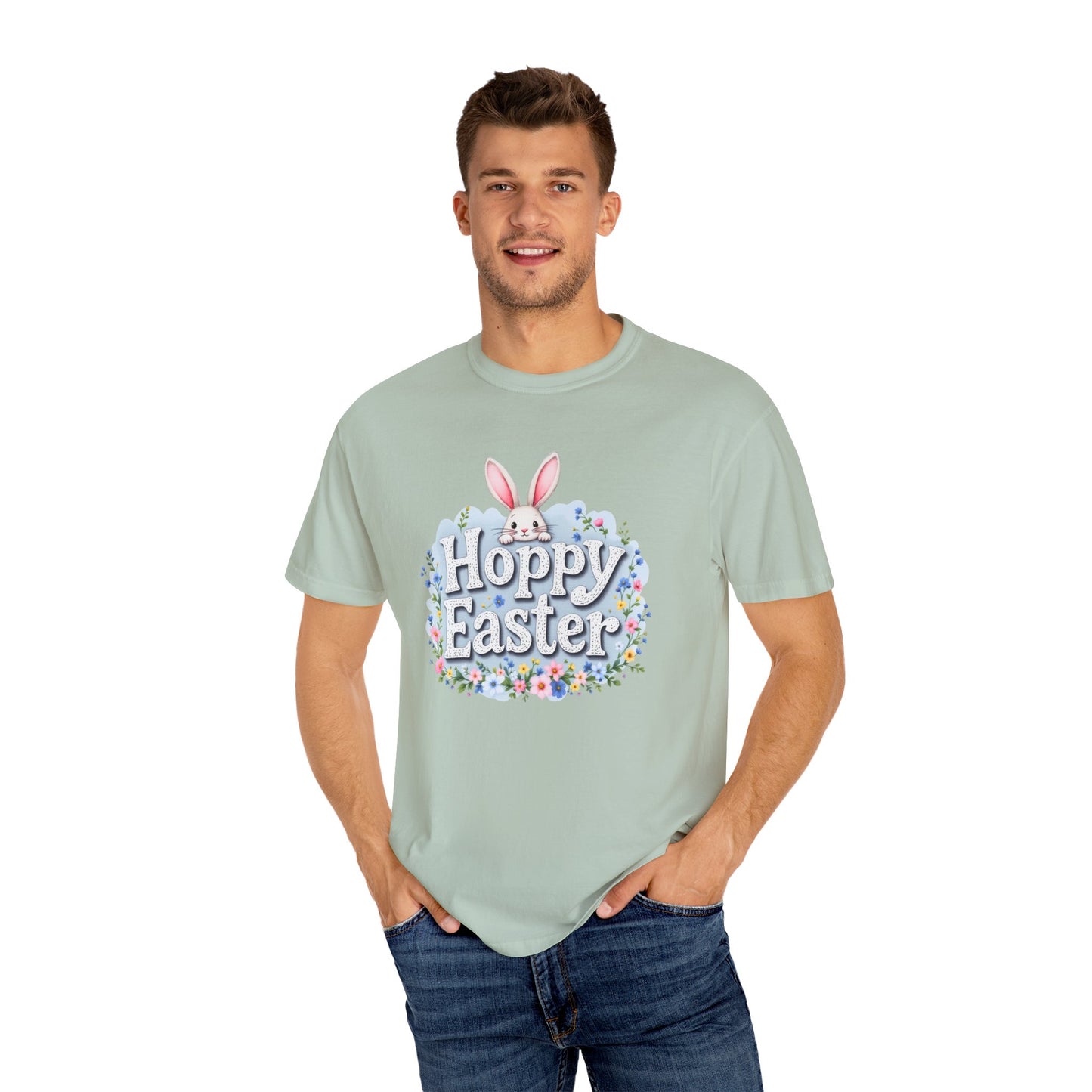 Comfort Colors 1717 Unisex Garment-Dyed T-shirt - Hoppy Easter Bunny Peek