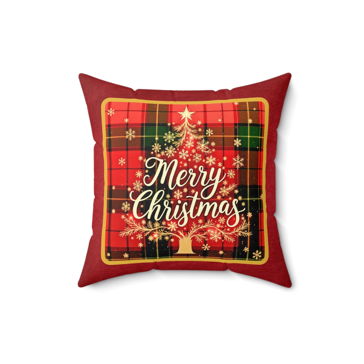 Plaid Merry Christmas Pillow – Festive Holiday Décor