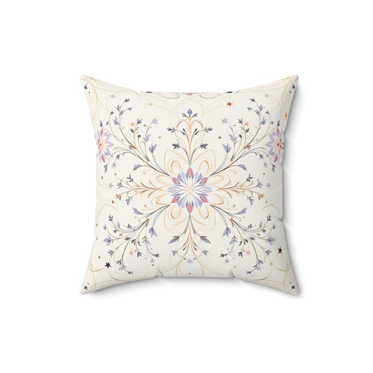 Ethereal Starlit Bloom – Elegant Ornamental Design Throw Pillow