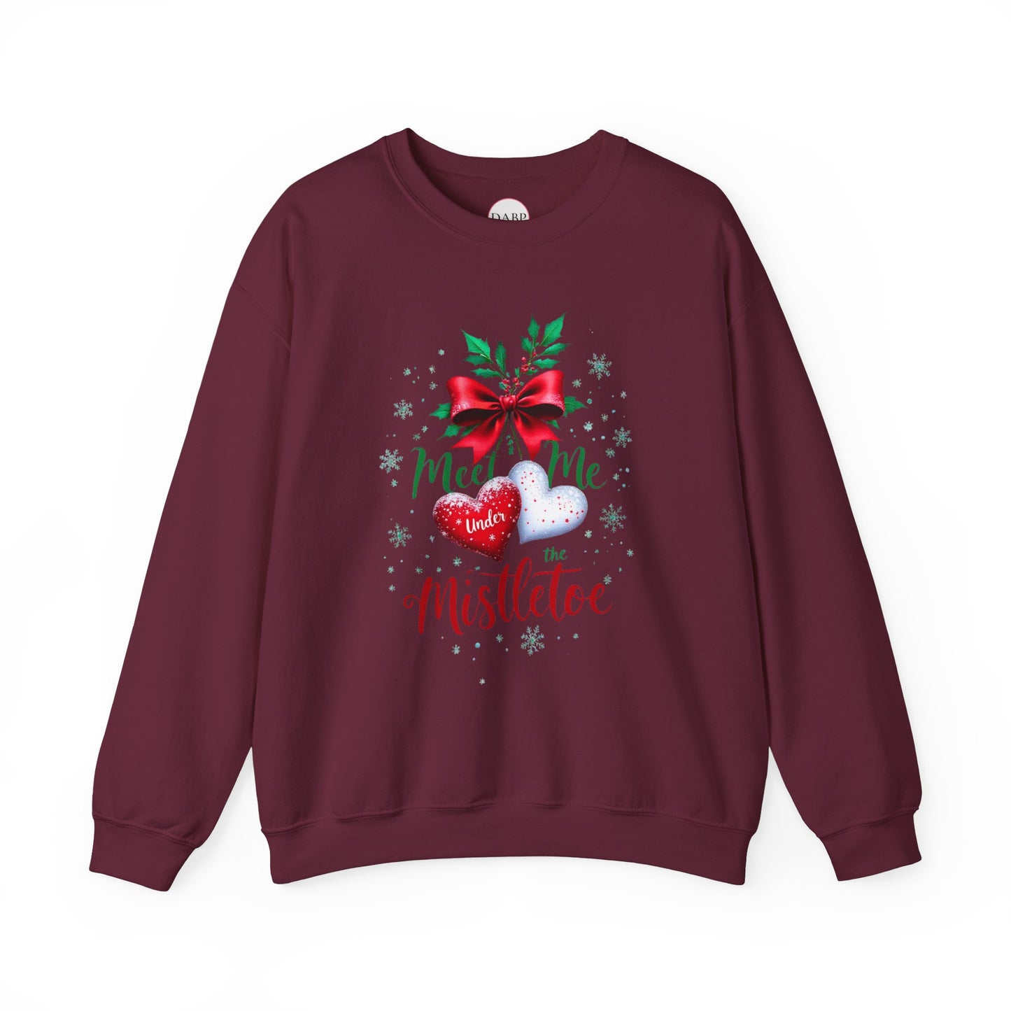 Sudadera unisex de cuello redondo Heavy Blend™ - Meet Me Under the Mistletoe - Vacaciones románticas