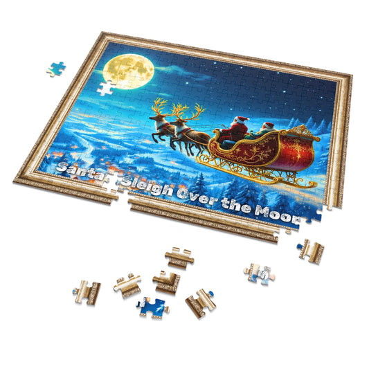 Santa's Sleigh Over the Moon Jigsaw Puzzle – A Magical Christmas Night