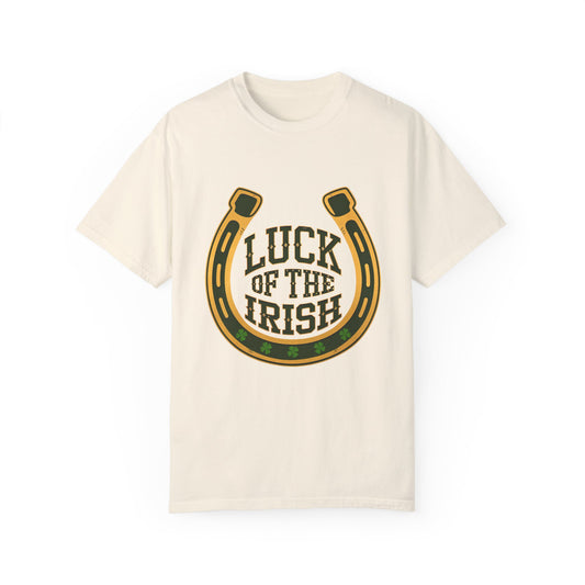 Comfort Colors 1717 Unisex Garment-Dyed T-shirt - Luck of the Irish St. Patrick’s Day Tee – Horseshoe & Shamrock Design