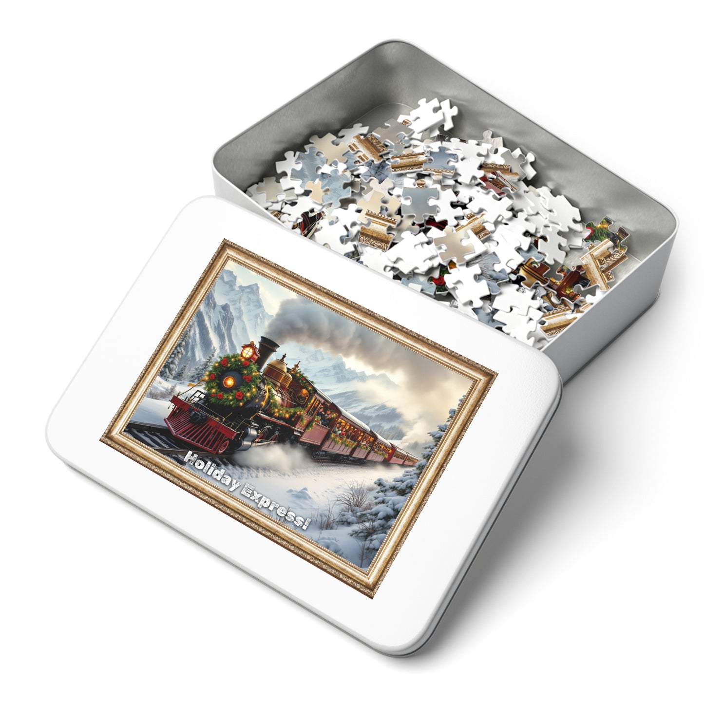 Holiday Express Jigsaw Puzzle with Metal Tin – A Festive Winter Train Adventure