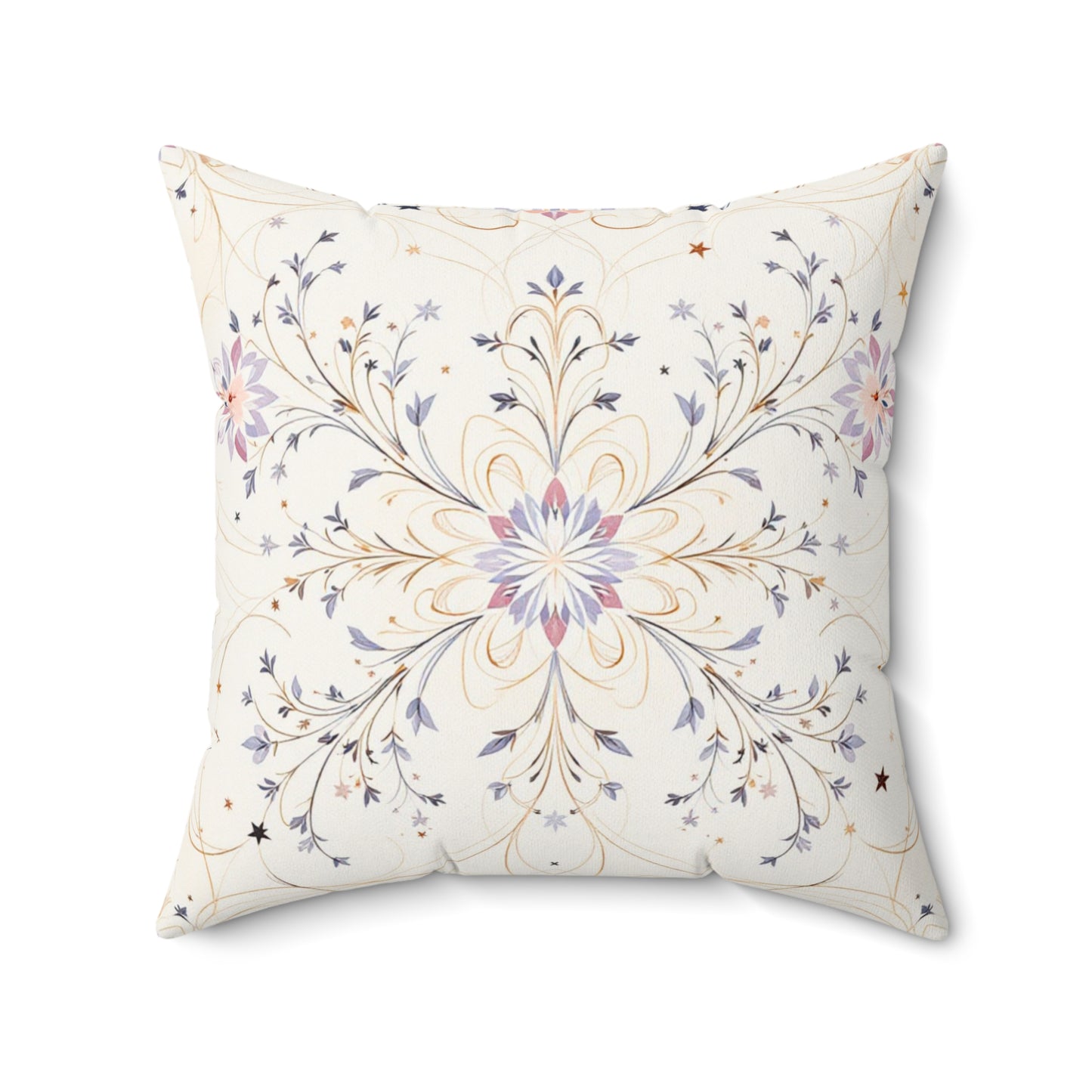 Ethereal Starlit Bloom – Elegant Ornamental Design Throw Pillow