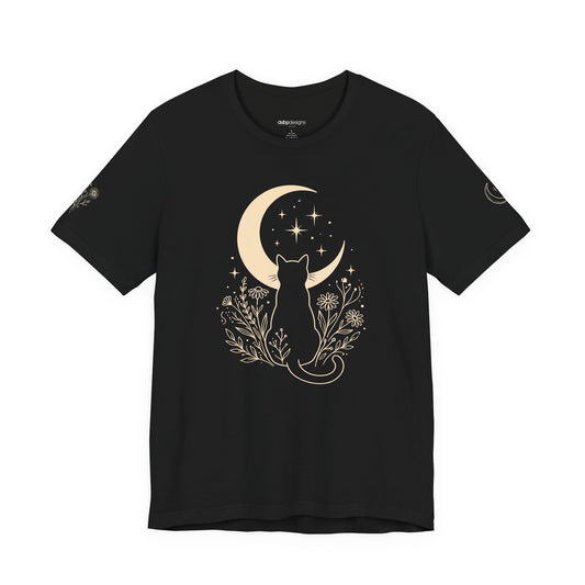 Moon Garden Watcher Cat Celestial Tee