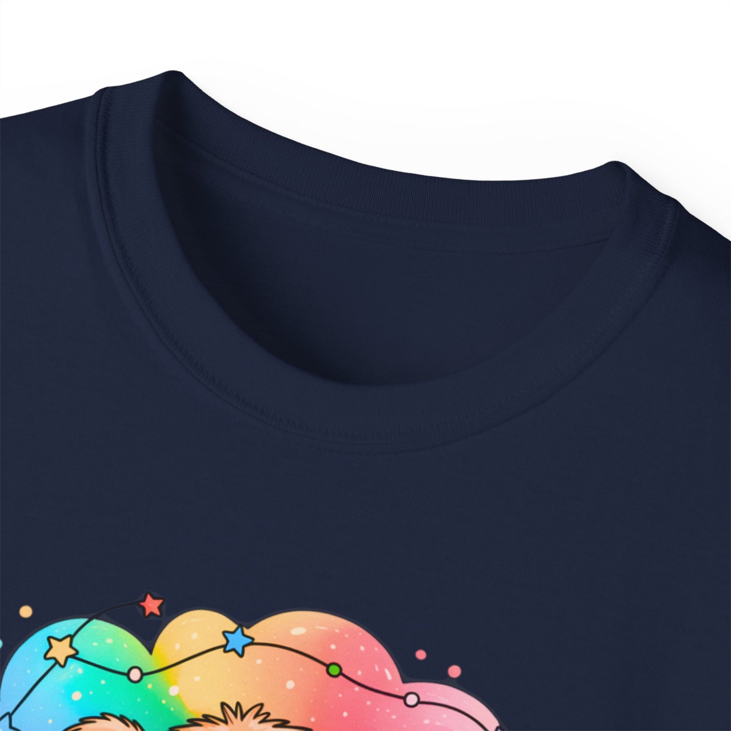 Bearly Awake Teddy Bear Tee | Cute Coffee Bear Wrapped in Rainbow Blanket